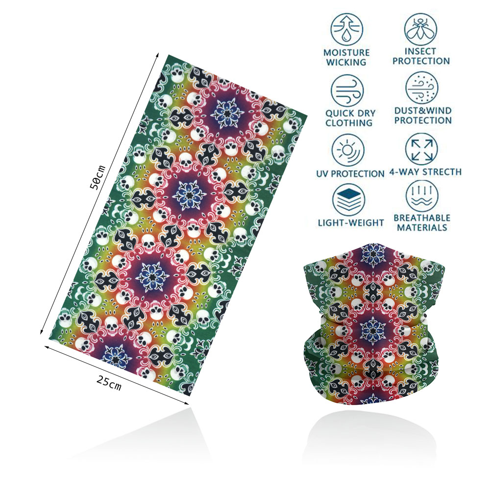 Ademend Schedel Halsbeenkap Voor Fietsen Wandelen Vissen Uv-bescherming Quickdry Zwart Bandana Mannen Vrouwen Art Printing Sjaal: Oranje