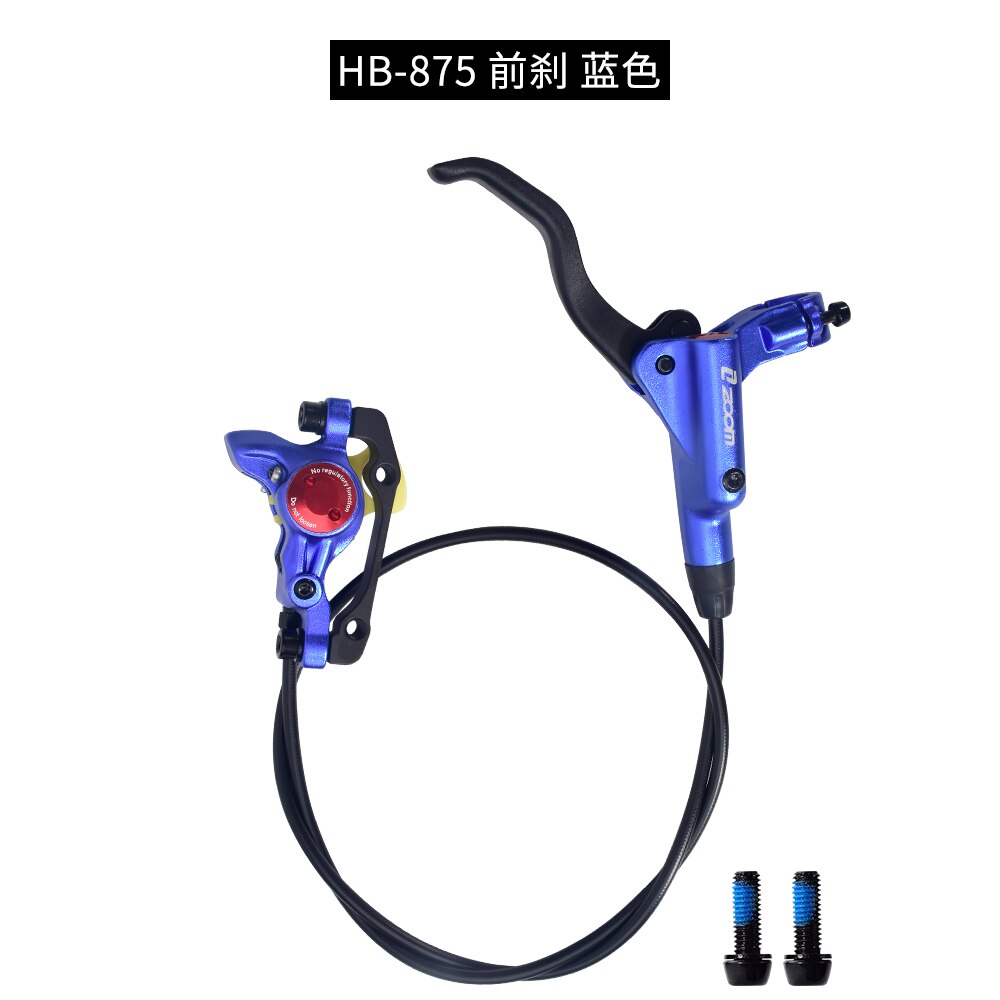 ZOOM-freno de disco hidráulico para bicicleta de montaña, tubo de aceite grueso, antidesgaste, aleación de aluminio, 4 colores, HB-875: blue front brake