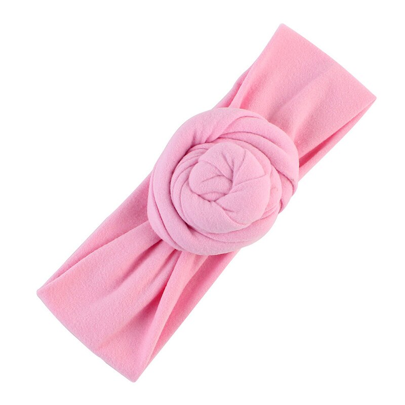 Diadema elástica con nudo para bebé y niña, accesorios para el cabello Kawaii de Color sólido, turbante de algodón suave para bebé de 1 a 6 años: pink