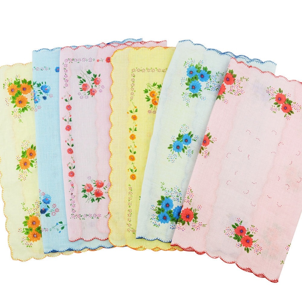 12 stks 100% Katoen Bloemenprint Vintage Vrouwen Zakdoeken Quadrate Zakdoeken
