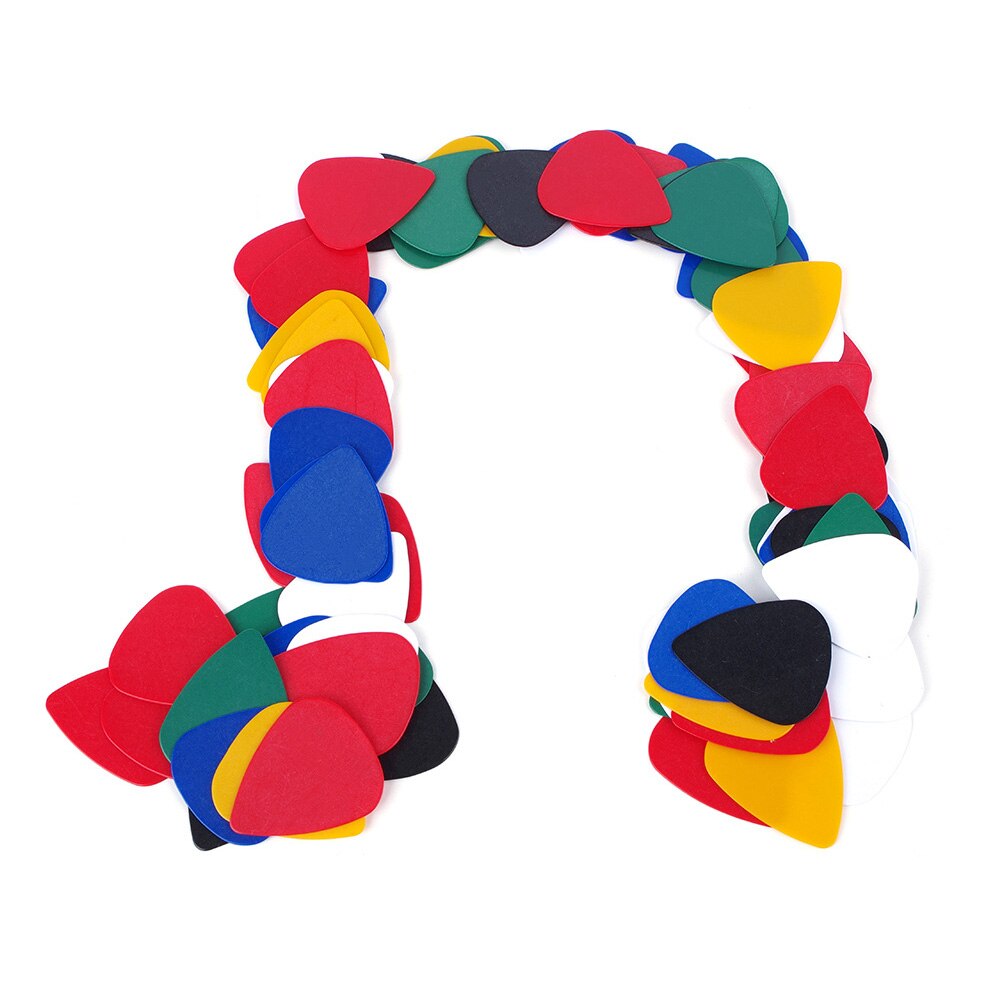 100pcs Musical Instrument Bass Ukulele Crisp Tone Non Slip 0.42mm Thickness Plectrum Guitar Pick Plastic Mix Color Heart Shape