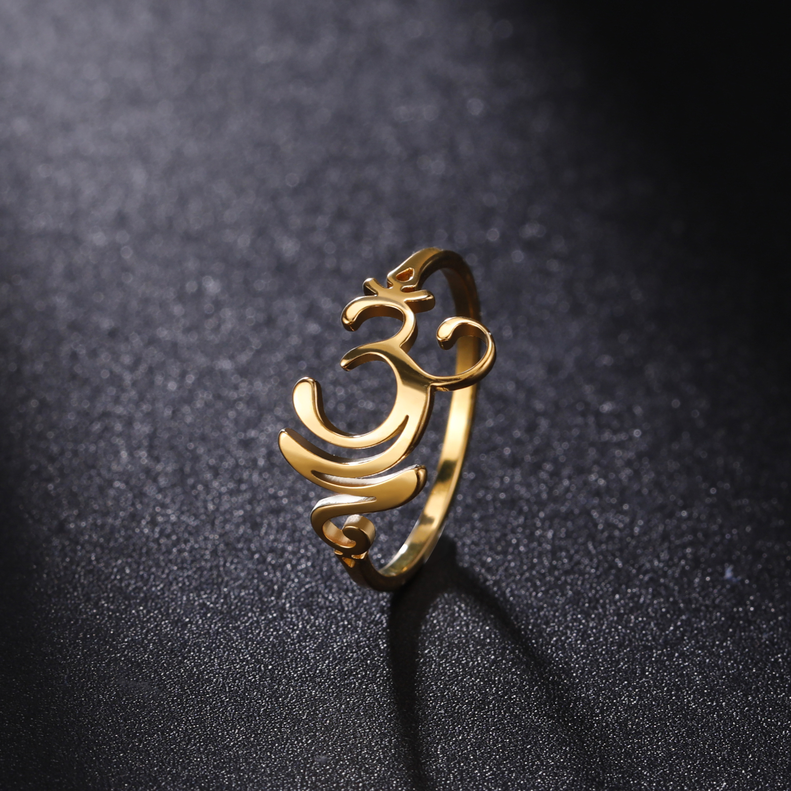 Om Aum-Anillo con símbolo de acero inoxidable, Buda, Yoga hindú, accesorios para dedos huecos, joyería de con personalidad, para mujeres y hombres