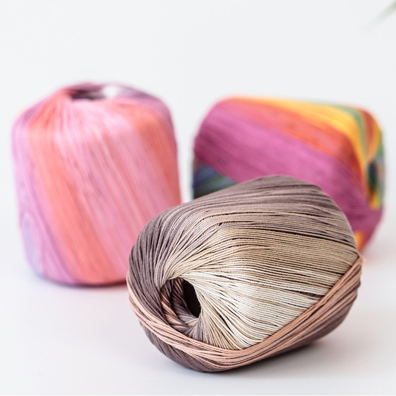 50g/ball Gradient Lace Thin Thread Cotton Yarn Worsted Section-dyed Rainbow Yarn For DIY Hand Knitting Crochet Sewing Yarn