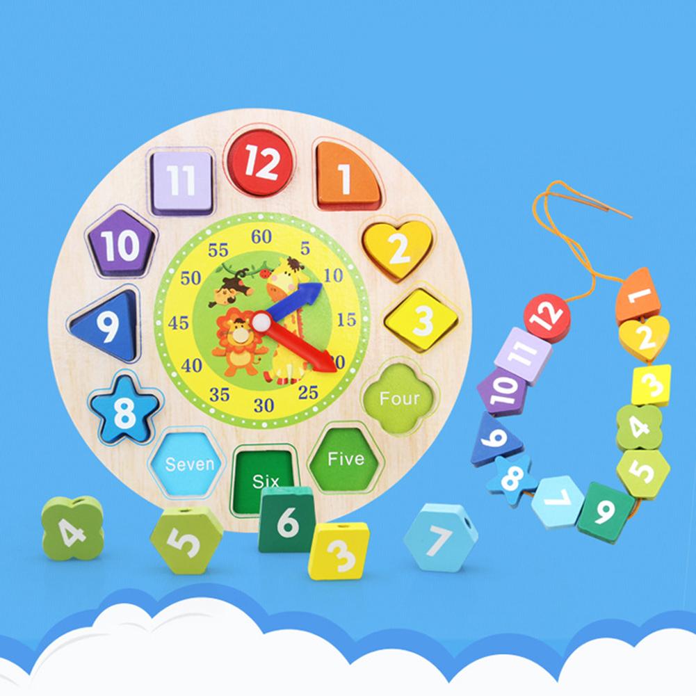 I bambini di Smistamento Orologio Giocattolo di Legno di Forma colore Ordinamento Orologio filettatura Perline di Gioco di Apprendimento Educativo di Giocattoli per Bambini