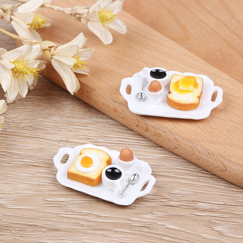1/12 Mini Frühstück Ei Toast Kaffee Tasse Modell Miniatur Puppenhaus Spielen Küche Restaurant Zubehör Puppe Lebensmittel Spielzeug