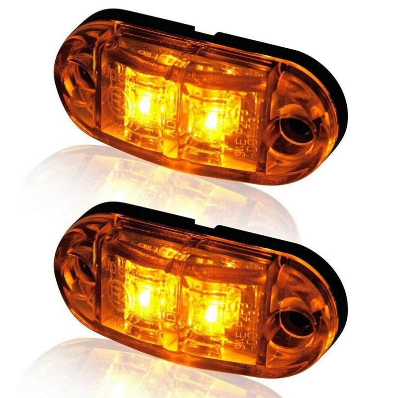 Leisure LED 2-Pack Amber 2-LED Side Marker Lights - Sealed Clearance Lights For Truck/Trailer