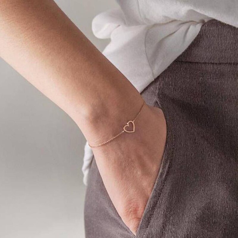 Minimalistischen Neue Koreanische Trend Einfache Metall Dünne Kette Herz Armbinde Für Frauen Mädchen Geburtstag Party Schmuck 2B068