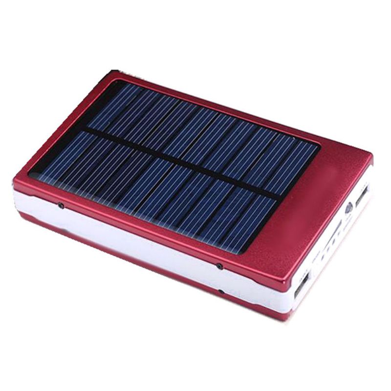 (No Battery) 18650 Solar Power Bank Charger DIY Box Poverbank Case Pover Bank 28GE: Red