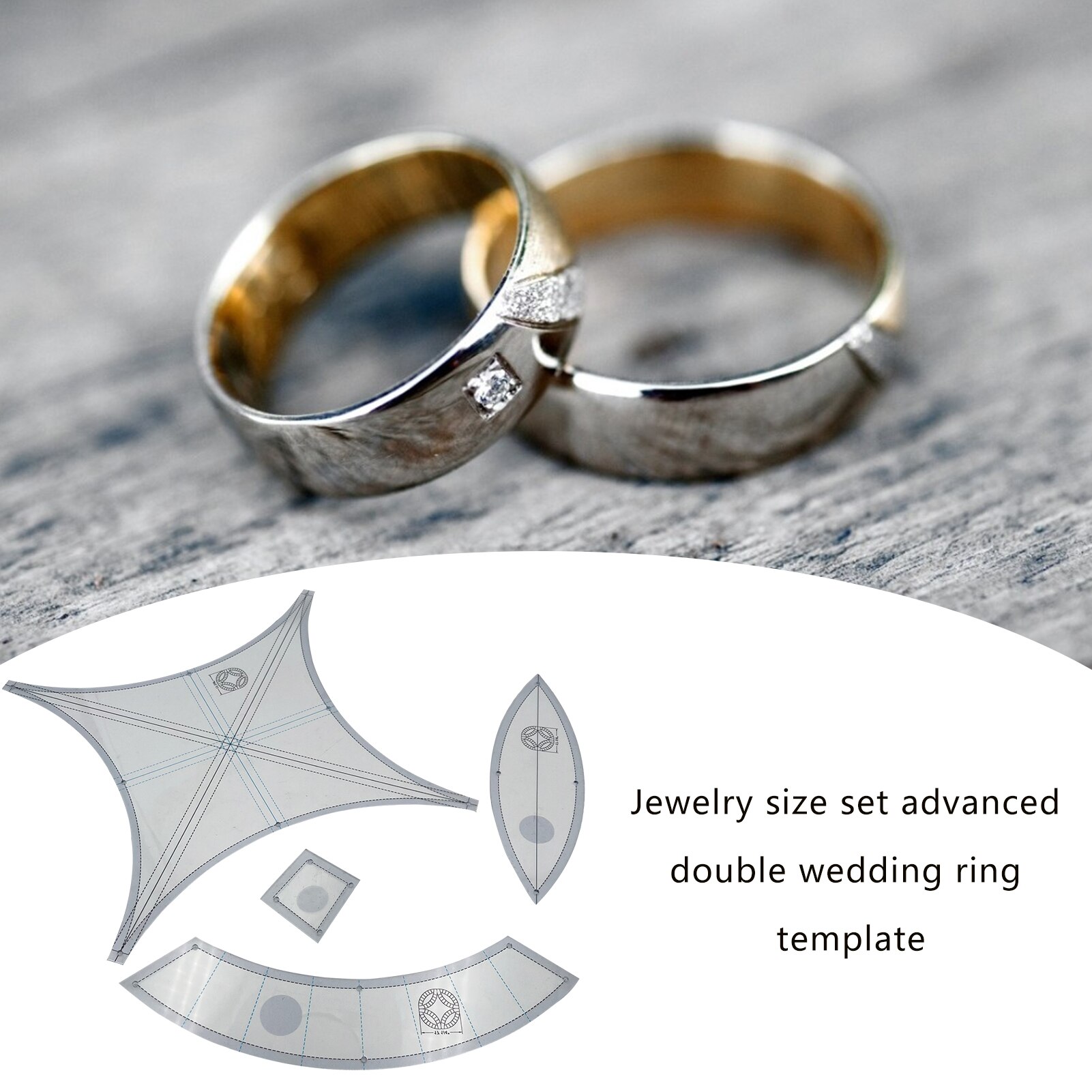 Plantilla de anillo de boda doble multifunción, regla para coser, Patchwork, acolchado