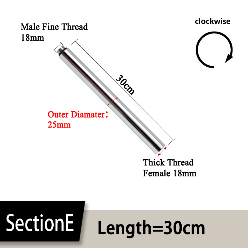 24mm/22mm/20mm 30/40cm Kupfer Überzug/Schwarz Dusche Verlängerung Stange ohne gewinde erhöaufgehängt dusche rohr verlängern Verlängerung rohr: E-Länge30cm