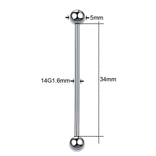 SWANJO 1PC 14G G23 Titanium Industrial Piercings Industrial Barbell Gem Top Removable Earrings Tragus Ear Gauge Body Jewelry: T5601