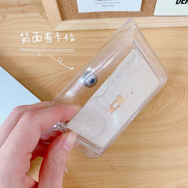 Transparent Waterproof PVC Women Card Case Business Card Holder Men Credit Card Bag ID Card Mini Wallet Girls Coin Purse