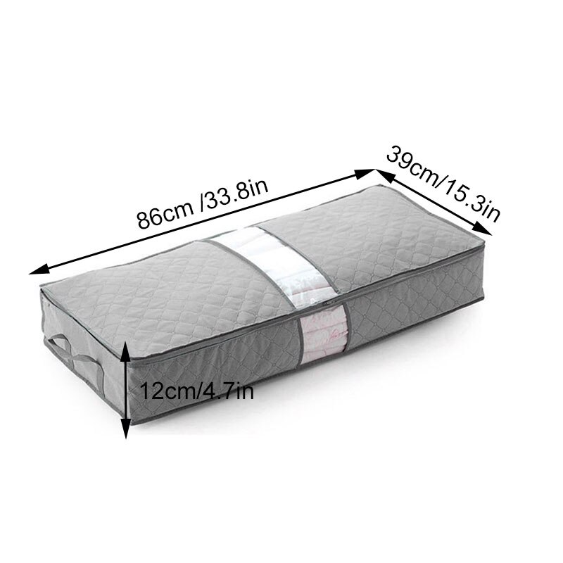 Niet-geweven Bamboe Houtskool Grijs Onder-Bed Storage Case Quilt Opbergtas Grote Kleding Afwerking Zak Bewegende Zak plunjezak