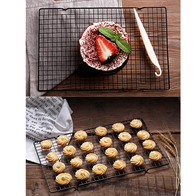 Rustfrit stål trådrist kølebakke kage mad stativ ovn køkken bagning pizza brød grill kage kiks holder hylde stativ