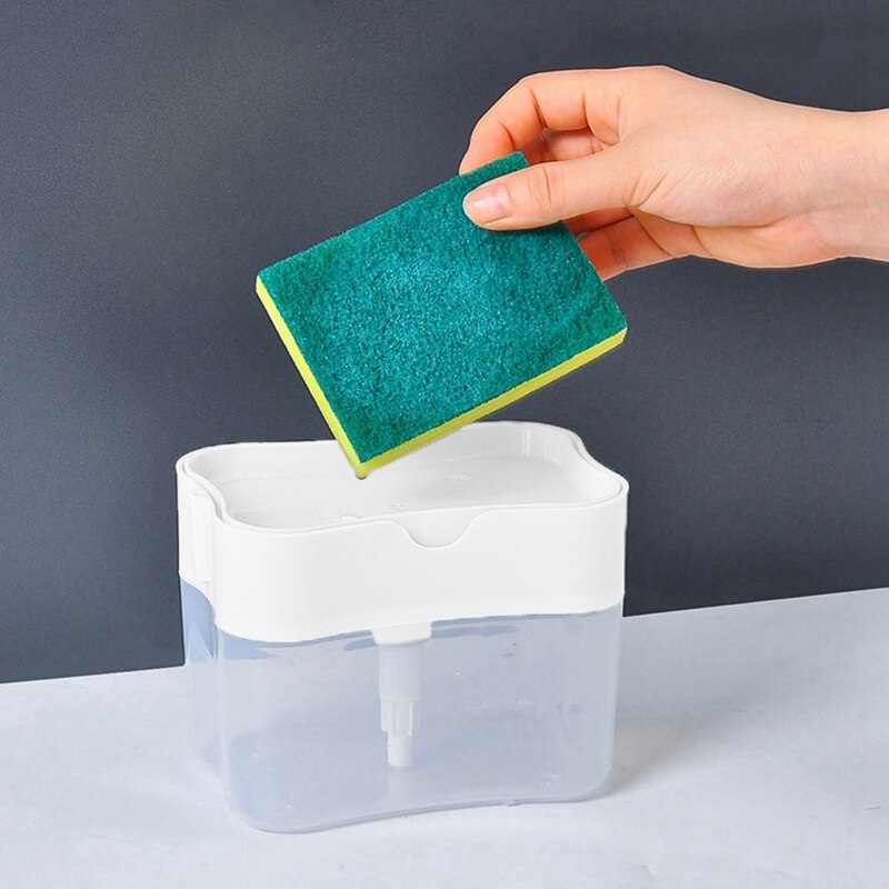 Scrubbing Liquid Detergent Automatic Dispenser Kitchen Press-type Liquid Box Scouring Pad Dishwashing Soap Dispenser