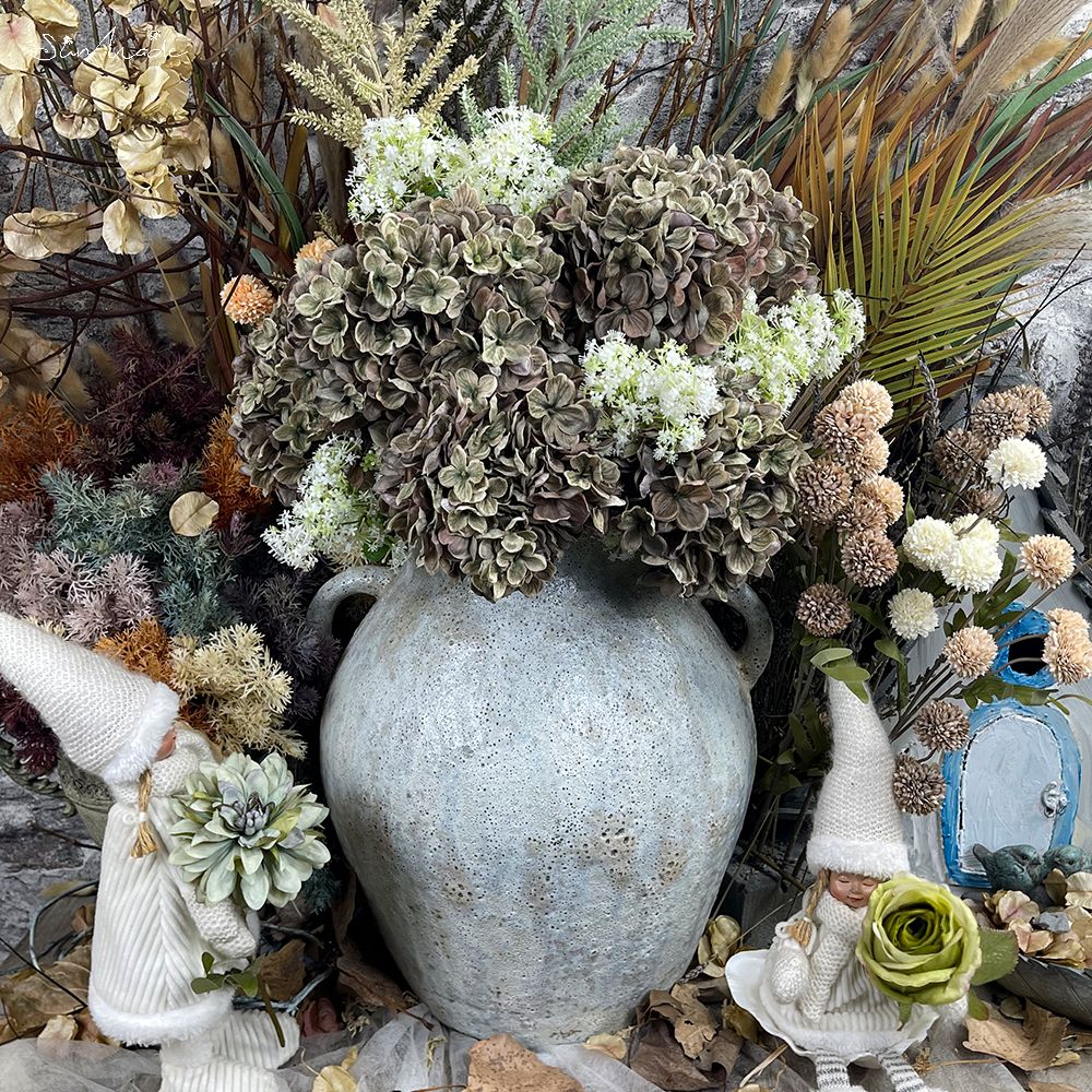 Flores artificiales de seda de hortensia grande, decoración de otoño, arreglo floral, suministros para el hogar y la boda