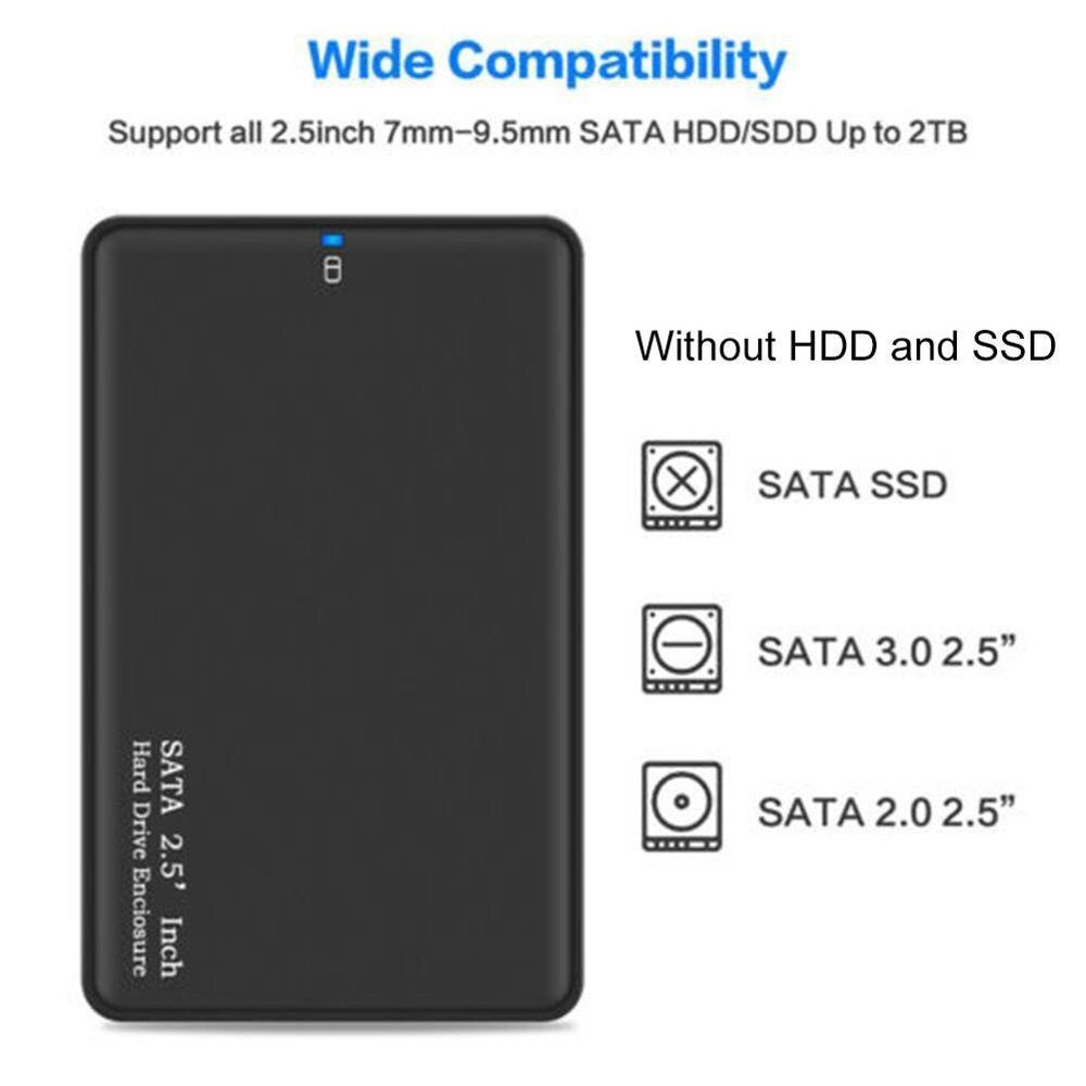 2,5 zoll USB 3,0 Sata Hd Box Hdd Drive Externe Hdd Gehäuse Schwarz Fall Werkzeug Freies 5 Gbps Unterstützung Uasp für SSD/ 2TB Festplatte