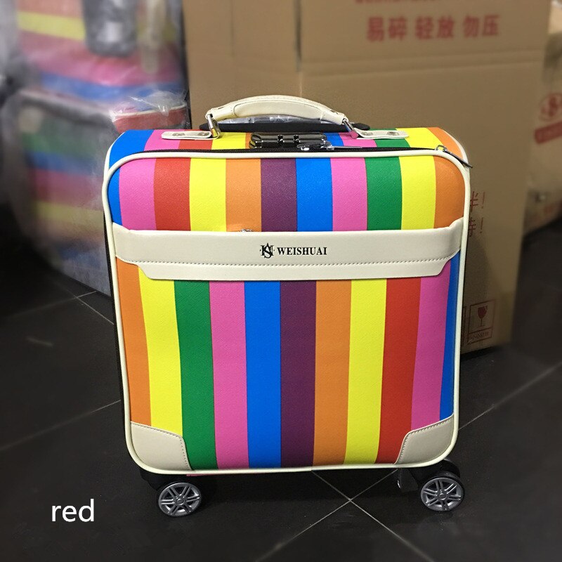 16 Inch Reizen Koffer Case Voor Vrouwen Trolley Reistassen Spinner Wielen Student Rolling Bagage Boarding Reizen Bagage