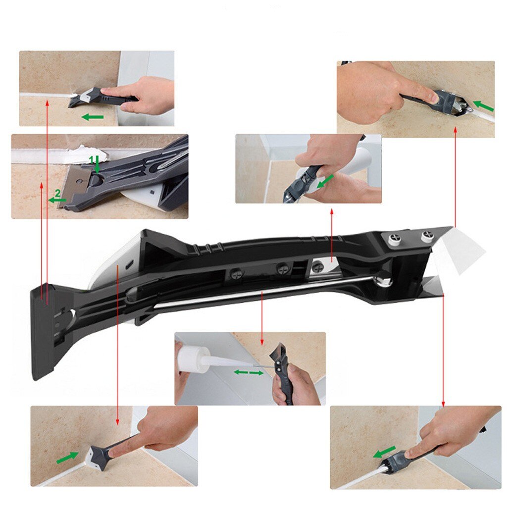 Silicone Remover Scraper Useful 3/5 in 1 Multifunctional Silicone Remover Caulk Finisher Sealant Smooth Scraper Grout Kit Tools