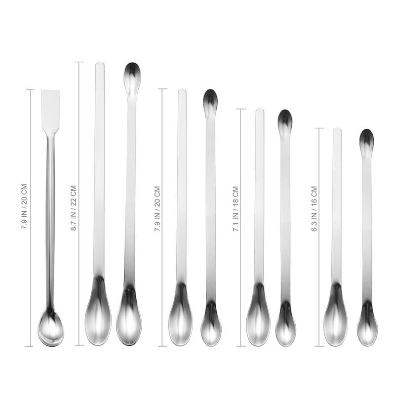 9PCS Sampling Spoons Rustproof Practical Stainless Steel Measuring Spoon Spoon Pack for Take Medicine Use Home Use Measuring Use