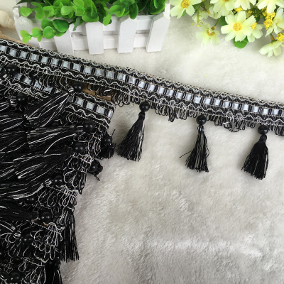 12 piha / tontti verho pitsi koriste tupsu hapsu diy helmet pallo sohva pöytäliina pitsitarvikkeet roikkuu side ompelu: 19 mustaa