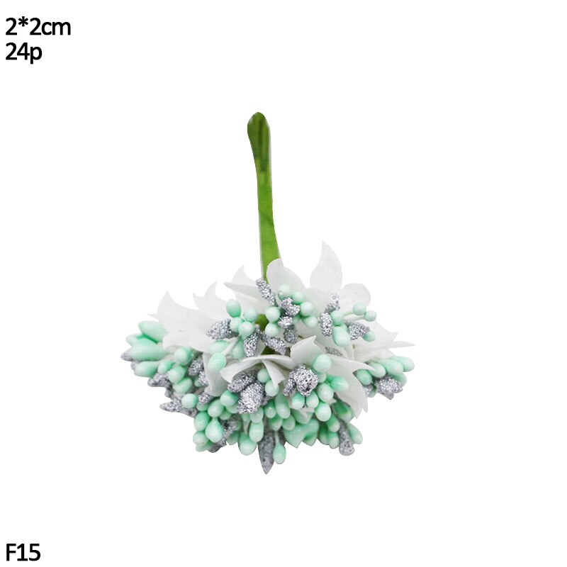 Mini blandet blå kunstige planter blomster kirsebær støvdrager bær buket kasse diy krans jul bryllupsfest deco forsyninger: F15