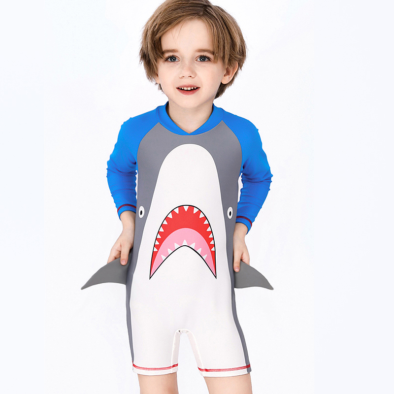 Bonito do bebê meninos maiô com padrão dos desenhos animados criança maiô crianças roupa de banho uma peça terno de natação para crianças