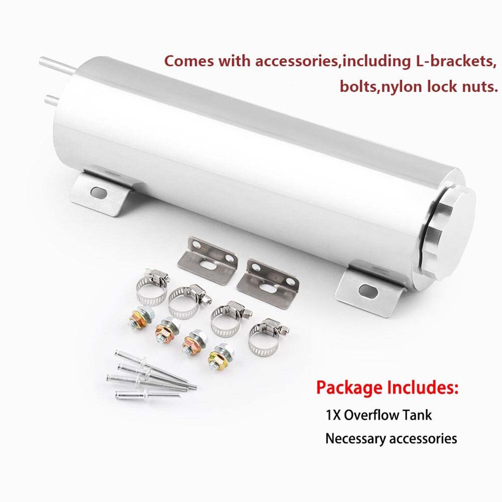 3" x 10" Polished Stainless Steel Radiator Overflow Tank 32 OZ White Radiator Overflow Tank Bottle Catch Can Universal