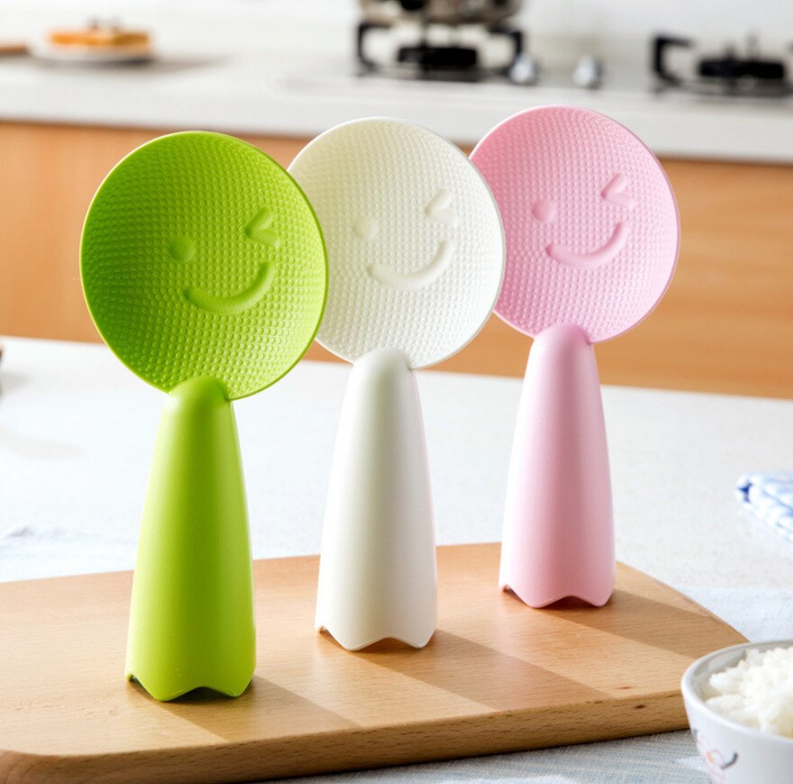 Leuke Vorm Pp Plastic Lepel Rijst Huishoudelijke Konijn Smiley Non-stick Rijst Lepel Keuken Items Creatieve Rijst Spatel Serveren lepel: 1pcs white