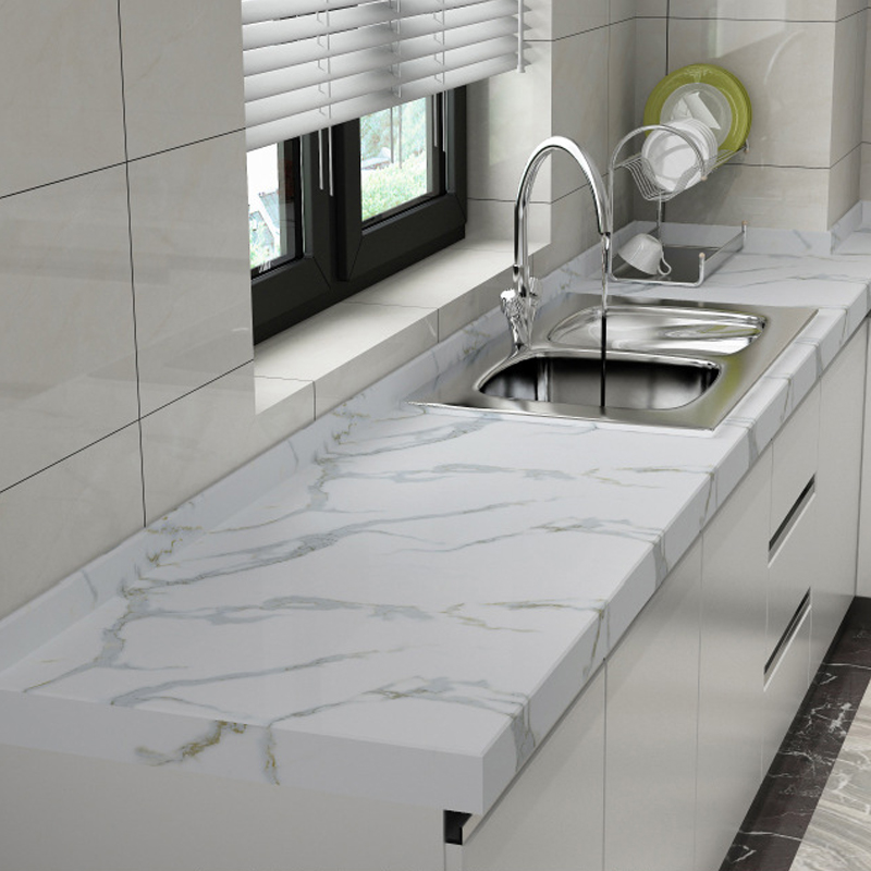 Papel pintado de pegatinas de pared de mármol, pegatinas de pared autoadhesivas de cocina, pegatinas impermeables de PVC a prueba de grasa, pegatinas de baño