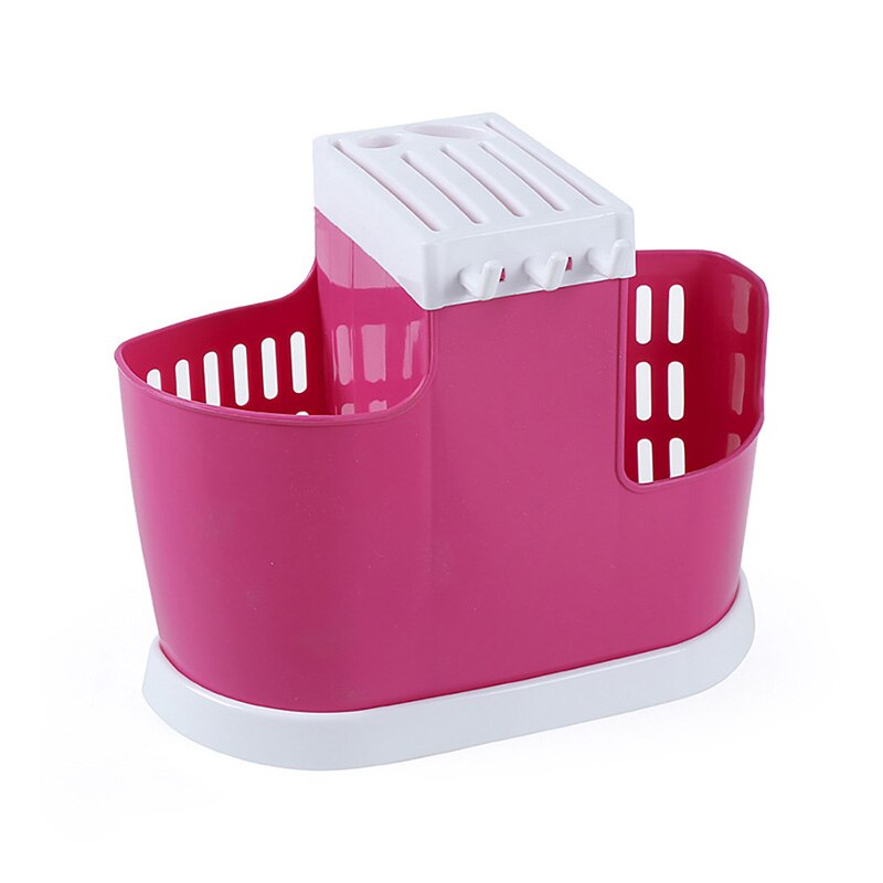 1 Pcs Multifunction Plastic Shelving Dish Chopsticks Cutlery Storage Rack Drain Holder Strainer Stand Kitchen Tool: Rose red