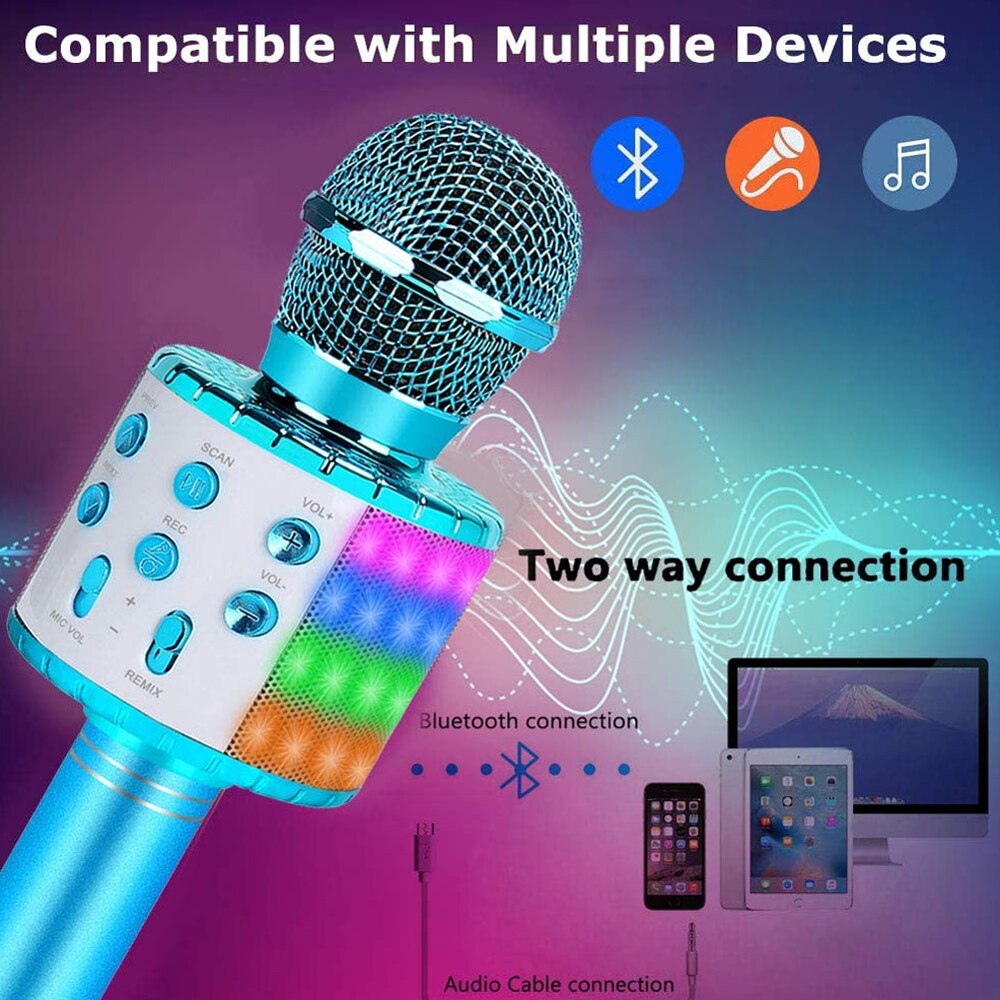 Draadloze Bluetooth Microfoons 3-In-1 Karaoke Mic Speaker Bluetooth Draadloze Microfoon Audio Video Microfoons Muziek KQS8