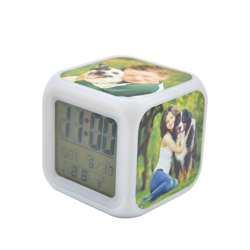 6pcs/lot style Sublimation Blank Colorful square LED alarm clock For Sublimation INK Print DIY