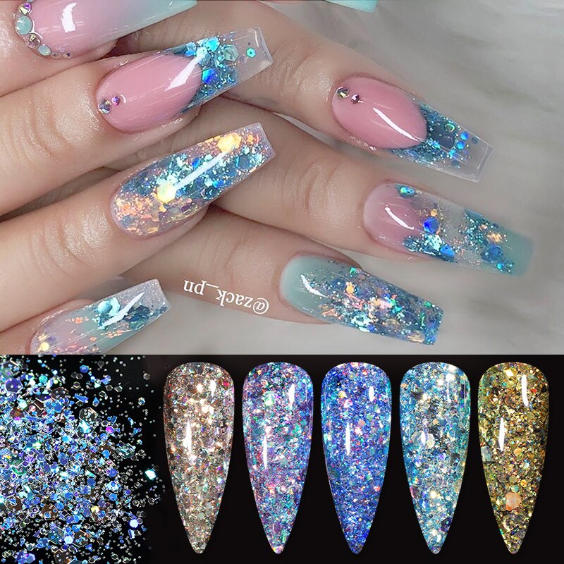 Or Rose 3D hexagone ongles paillettes flocons Nail Art paillettes poudre paillettes scintillantes vernis manucure décorations ongles accessoires