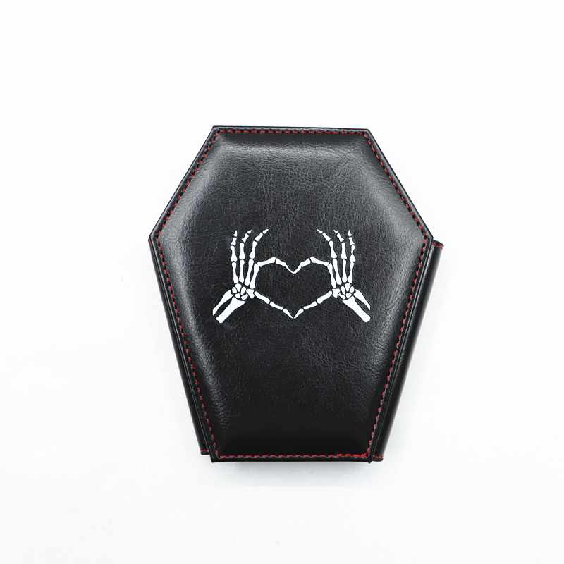 Dark Style Coffin Coin Purse Halloween Pattern Clutch Zipper Wallet PU Leather Trendy Purse: Ivory