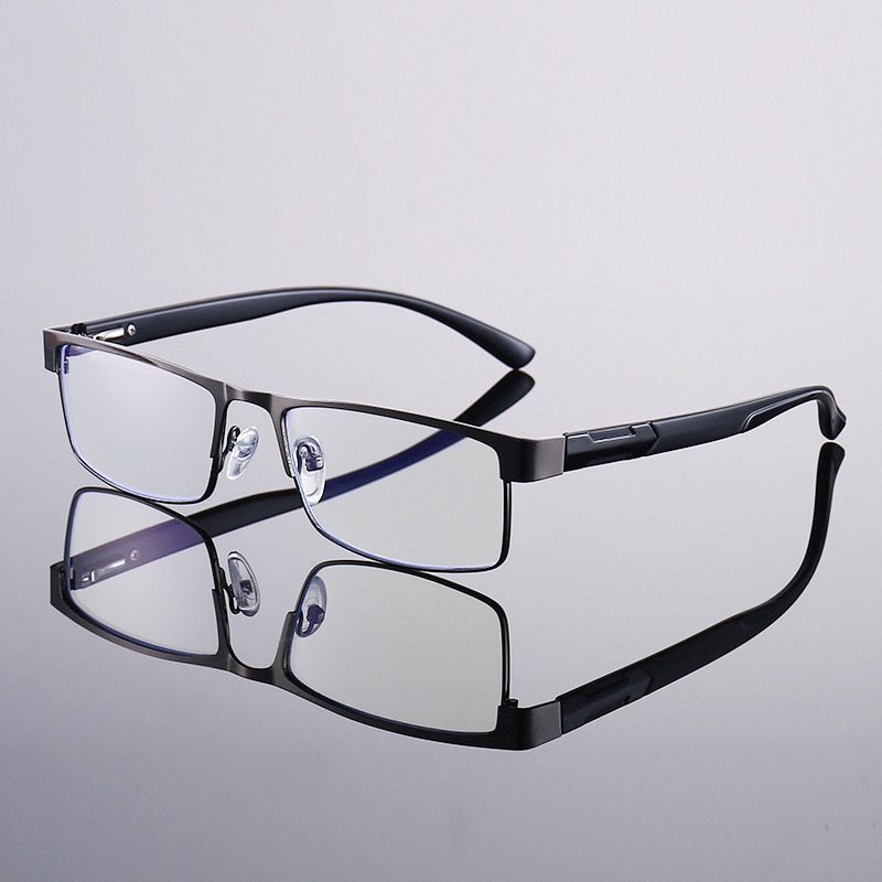 Computer Reading Glasses Blue Light Blocking Anti Eyestrain Metal Full Rim Readers for Women Men +100 +150 +200 +300 +400 Streng