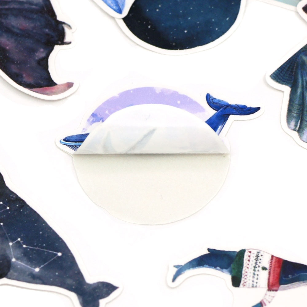 28pcs/bag Blue Whale Paper Stickers Deep Sea Dolphin Sticker Label Decorative Planner Scrapbooking Stationery Stickers DIY Diary