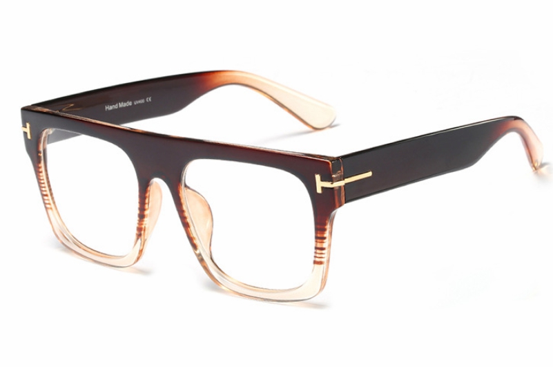 45718 Square Glasses Frames Men Women Optical Computer Glasses: C6 tea