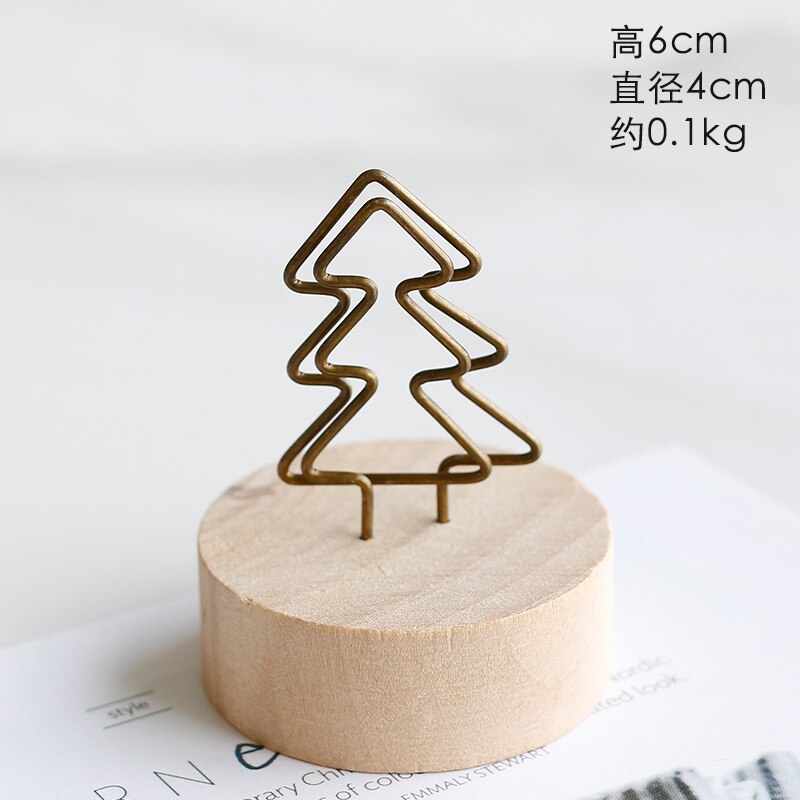 Nordic simple modern wooden note holder home decorations Figurines message photo card holder WJ021935: J