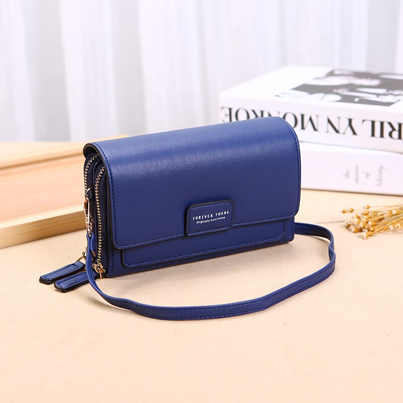 Bolso de mano tipo bandolera estándar multifuncional Vertical de cuero PU de para mujer: Blue