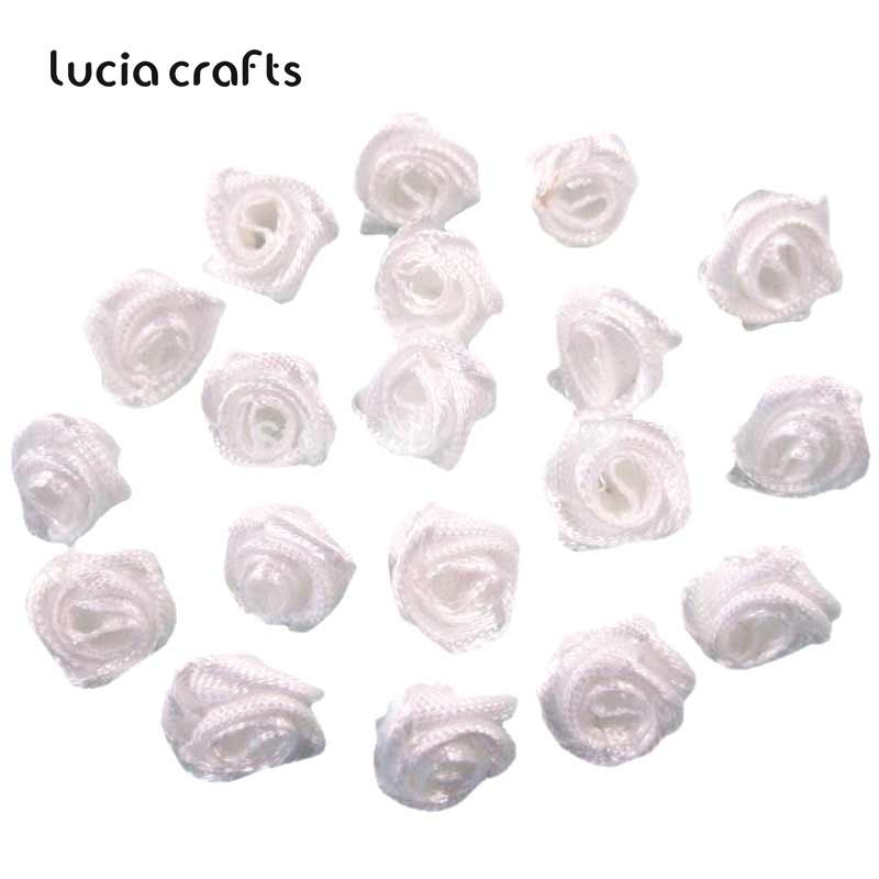 Lucia rzemieślnictwo 50-144 sztuk/worek 10mm satynowa kwiat głowy dziewczyny robić kokardki robić włosów nakrycia głowy robić ubrania DIY rękodzieło B0103: kolor 1
