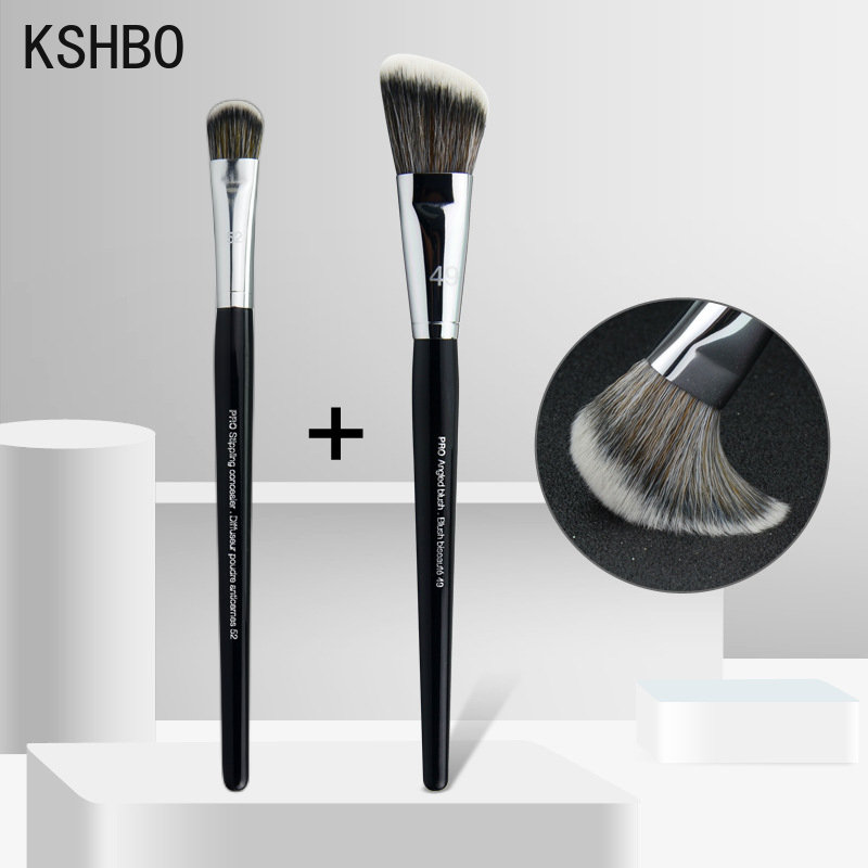 KSHBO 2 unids/set herramientas de maquillaje de belleza brocha para base 47 cabezal de escoba Base líquida reparación de sombra para mujeres brochas para Base facial