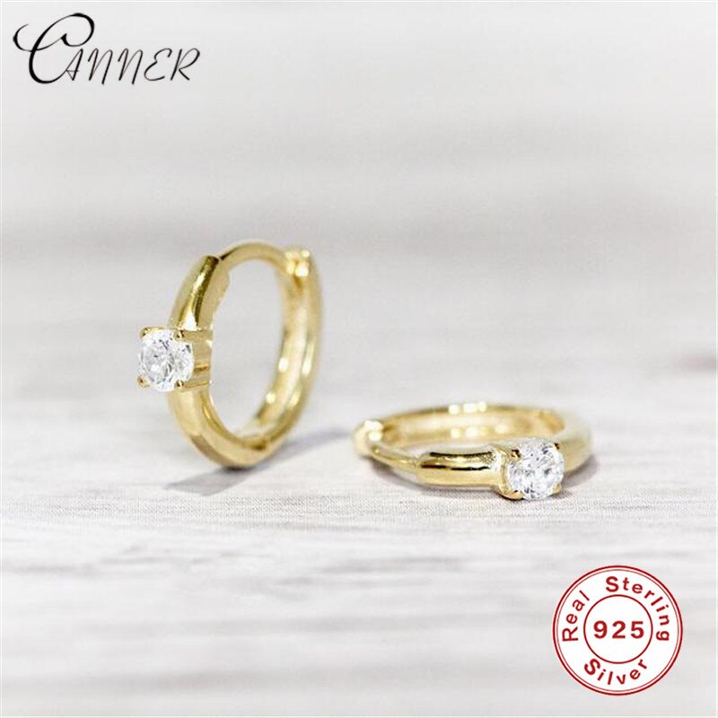 EINDOSER 925 Sterling Silber Ohrringe CZ Zirkon Runde Zucht Ohrringe für Frauen Schmuck Kleine Gold Higgie Brinco Ohrringe: G