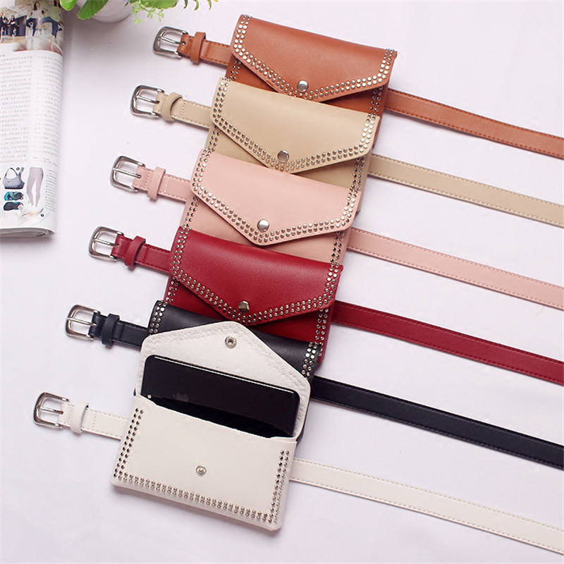 Mihaivin Vrouwen Klinknagel Taille Riem Pak Ongedwongen Taille Tas Pu Leer Vrouwen Tassen Reizen Riem Portefeuilles Fanny Tassen Dames Fit iphone13/+