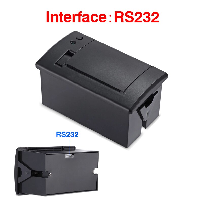 mini 58mm termiczna terminal POS biletów wbudowany drukarki maszyna yazici Impressora Termica TTL RS232 dla Arduino z systemem android 5-9v 2A: czarny RS232