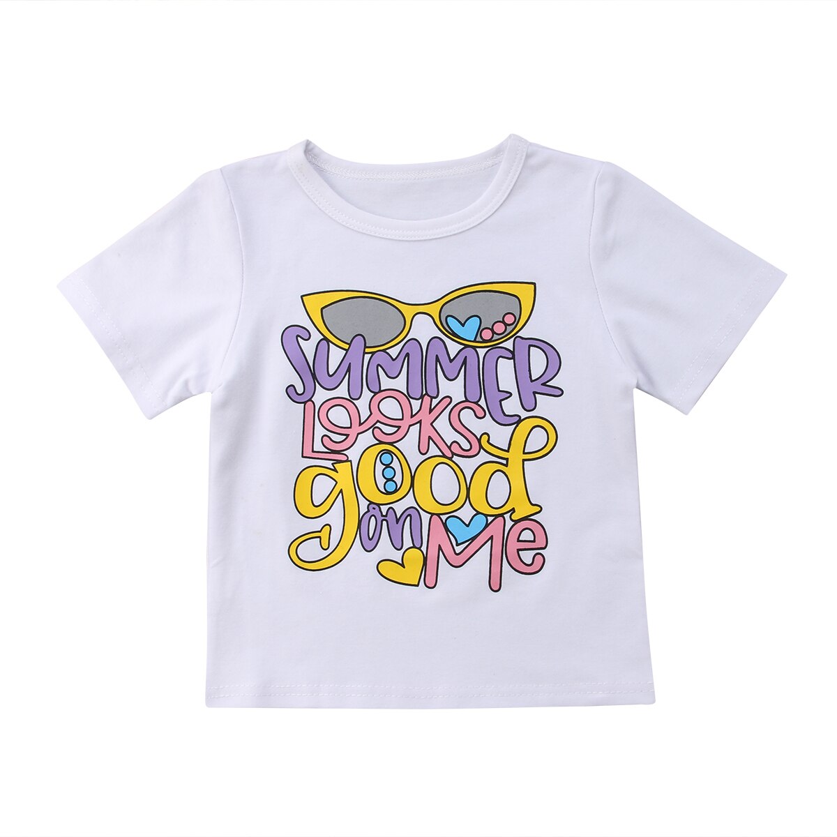 Cute Summer Newborn Baby Boy Girl T-shirt Cotton Crew Neck Tee Tops Matching Clothes Size 0-24M