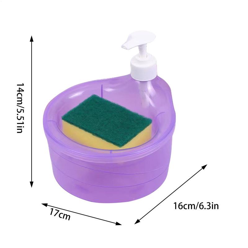 Dishwasher Dispenser Sponge Holder Washing Soap Dispenser 2 In 1 Washing Up Liquid Dispenser With Sponge Dish Soap Dispenser And