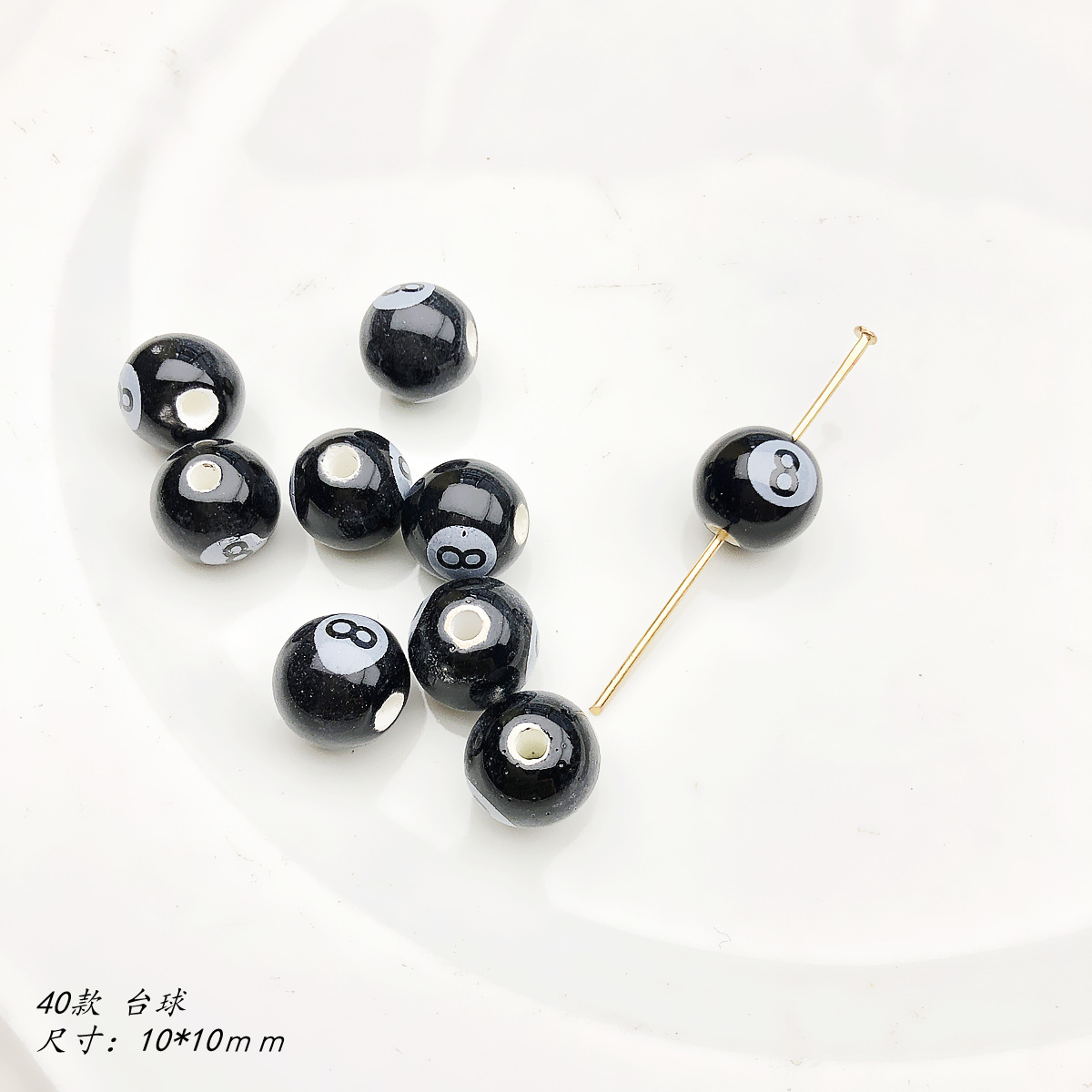20 Stück schwarz weiß Keramik perlen DIY Porzellan verlieren Perle für Schmuck herstellung Zubehör: Licht Grau