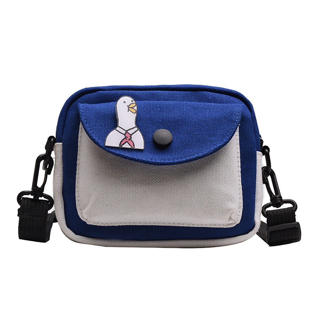 Fermeture éclair en plein air toile sac de messager Sport poitrine sac femmes arc-en-ciel applique contraste couleur hip hop sac adolescent filles: blue