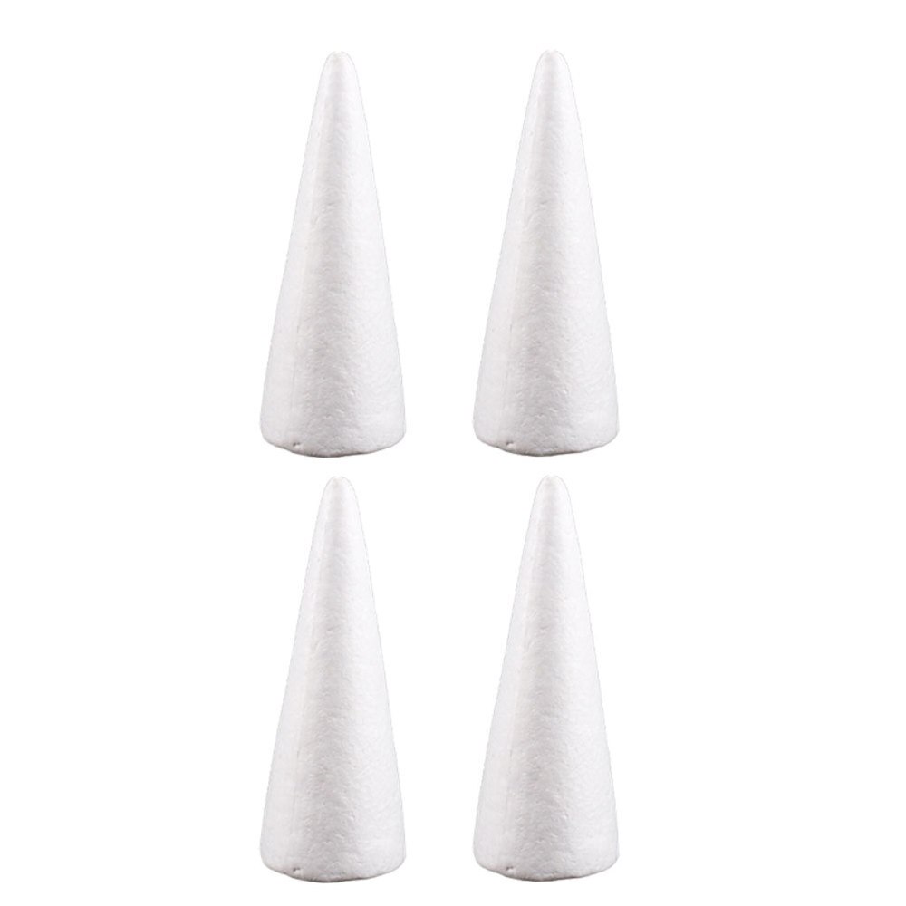 Cono de espuma sólida blanca de 14cm para manualidad casera, 12 Uds., cono hecho a mano para niños, accesorios para manualidad casera, Navidad (blanco): Default Title